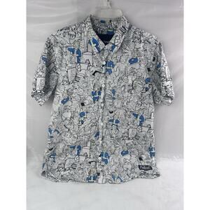 Bethesda Fallout Shirt Perk Chart Mens L Vault Boy Button Up AOP Video Game